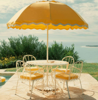 Table de repas extérieure ronde en fil de fer métallique moderne avec bord festonné pour parc, patio, jardin et balcon, mobilier de bistrot