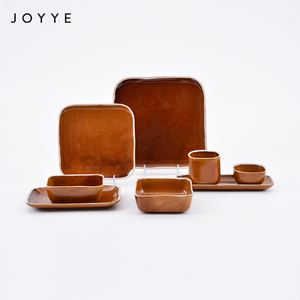 Joyye moderno reactiva esmalte de cerámica ensalada tazones de 5,7 'tazón cuadrado brillante glaseado para <span class=keywords><strong>restaurante</strong></span> - Product Image 3