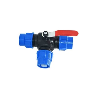 Distributeur d'eau en T MDPE 50 mm avec robinet d'arrêt et raccord rapide en T pour vanne à boisseau sphérique - Product Image 1