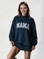 Sweat-shirt à col montant pour femme, longueur allongée, avec logo brodé personnalisé, vêtements pour femmes en marque privée