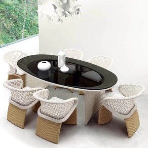 Outdoor Leisure High-end Rattan <b>Table</b> and Chair Hotel Villa Courtyard Garden Outdoor Waterproof Sunscreen Sofa European-style - Product Image 3
