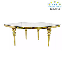 Miroir extérieur en verre et acier inoxydable pour mariage, événement, fête, table serpentine, table de mariage - Or ou argent