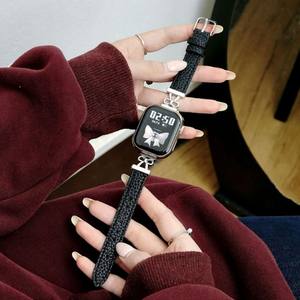 Correa de cuero genuino con conector metálico de lujo para Apple Watch Band Ultra 3 2 Series 11 10/9/8/7, correas de reloj delgadas. - Product Image 2