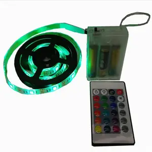 Lampu Setrip LED Sepeda Motor Tenaga Baterai, Lampu Hias Sepeda Motor Tahan Air RGB 5V SMD 2835 IR 24 Kunci dengan Remote Kontrol, Lampu TV untuk Komputer