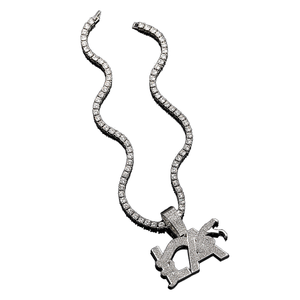 PD3042 LA & Collar de serpiente Collana con el botón A forma di lettera di serpente con Catena da Tennis placcata in <span class=keywords><strong>oro</strong></span> e Argento - Product Image 6