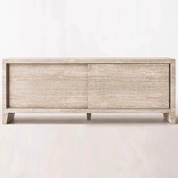 Ensemble de meuble TV et table basse en travertin naturel moderne, tables consoles latérales en bois pour la salle à manger, le salon, les meubles de maison