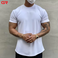 Logo personnalisé imprimé hommes Gym T-Shirt respirant haute extensible coton à manches courtes Scoop Hem solide motif sérigraphie Jersey
