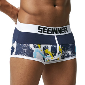 Biancheria intima Sport Boxer Mens Rigonfiamento di Stampa Laser Cut Sexy Mini Slip Senza Soluzione di Continuità Degli Uomini Del Cotone Heren Sollievo In Lattice Supporter Dei Caraibi Boxer - Product Image 5