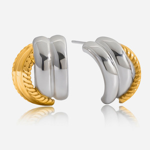 <b>Cuff</b> <b>Earrings</b> 18K Gold Stainless Steel Geometric Design Everyday Wear JDE0306080-PS - Product Image 1