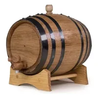 The Barrel House - Baril en chêne blanc de 2 litres avec robinet et bouchon à clé, largeur 18 cm, pour le stockage de spiritueux et l'emballage alimentaire et de boissons