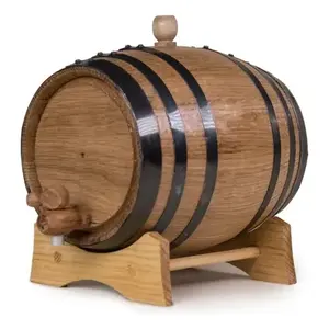 Barril de Roble Blanco de 2 Litros The Barrel House con Grifo y Tapón con Llave, 18 cm de Ancho, para Almacenamiento de Licores - Product Image 1