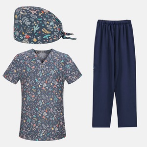 Conjunto de Uniformes Médicos Unisex con Estampado de Conejo de Dibujos Animados 2025, Uniformes de Hospital, Gorro Quirúrgico, Ropa de Trabajo para Enfermeras, Poliéster y Spandex - Product Image 3