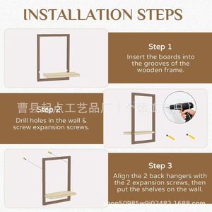 Wooden <b>Picture</b> <b>Frame</b> Wall Shelf <b>Square</b> Floating Shelf Living Room Decoration Solid Wood Multipurpose Wall Mounted Type - Product Image 4