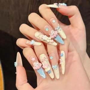 Venta al por mayor de 10 piezas de <span class=keywords><strong>uñas</strong></span> postizas de <span class=keywords><strong>gel</strong></span> pintadas a mano, hermosas <span class=keywords><strong>uñas</strong></span> acrílicas de lujo hechas a mano, <span class=keywords><strong>uñas</strong></span> postizas 3D de alta calidad. - Product Image 2