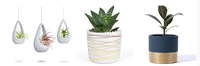 Pot de plantes en marbre pour l'intérieur, jardinière succulente métallique dorée en céramique