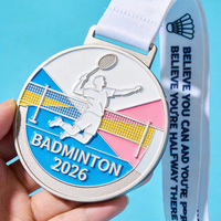 Médaille de sport personnalisée pas chère avec logo, en émail souple ou dur, pour badminton, cyclisme, gymnastique, avec cordon, vente en gros, fabriquez votre propre récompense sportive
