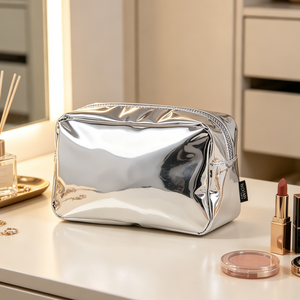 PU Leather Metallic Silver Zipper Personalized Cosmetic <b>Bag</b> Luxury Makeup Embossed Cosmetic <b>Bags</b> <b>Wash</b> <b>Bag</b> <b>for</b> <b>Travel</b> <b>for</b> <b>Women</b> - Product Image 4