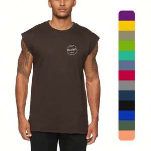 Custom New <b>Black</b> Private Label Cotton Workout <b>Men</b> Sleeveless Oversized Cut Off Fitness Gym <b>Tank</b> <b>Top</b> <b>Men</b> - Product Image 1