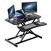 Bureau debout réglable en hauteur noir, table de travail assis-debout 80 x 40 cm, réglage infini pour le bureau