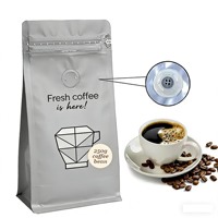 Sacs à café personnalisés OEM ODM en aluminium argenté réutilisables avec fermeture éclair et valve de dégazage unidirectionnelle
