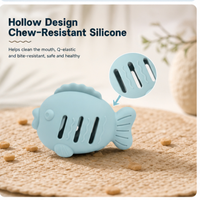 Jouet à mâcher en silicone de qualité alimentaire CWM en forme de poisson pour chat, durable pour le nettoyage dentaire et le soulagement de l'ennui