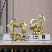 Ornamen lumba-lumba hiasan kerajinan Resin, lemari anggur ruang tamu rumah kreatif Sederhana Nordik Modern