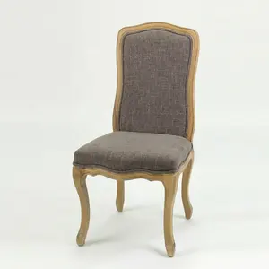 European style hand carved Fabric Wooden Side chair high back used hotel restaurant furniture (Ch-838)