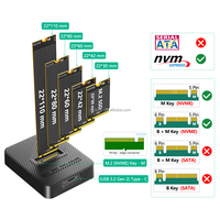 Stasiun Docking SSD M.2 NVMe, Chip JMS583 10Gbps USB 3.2 Gen2 Pembaca M.2 NVMe, USB  A & USB  C 2  dalam  1 Kabel, Penyangga Vertikal