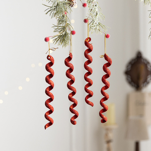 Christmas Glitter Icicle Ornaments Spiral Twisted Streamer Hanging Pendant Gold Red White Silver Xmas Tree <b>Winter</b> <b>Decoration</b> - Product Image 1