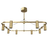 Lámpara de Techo Redonda Clásica de Latón de Lujo, Candelabro Art Deco para Comedor