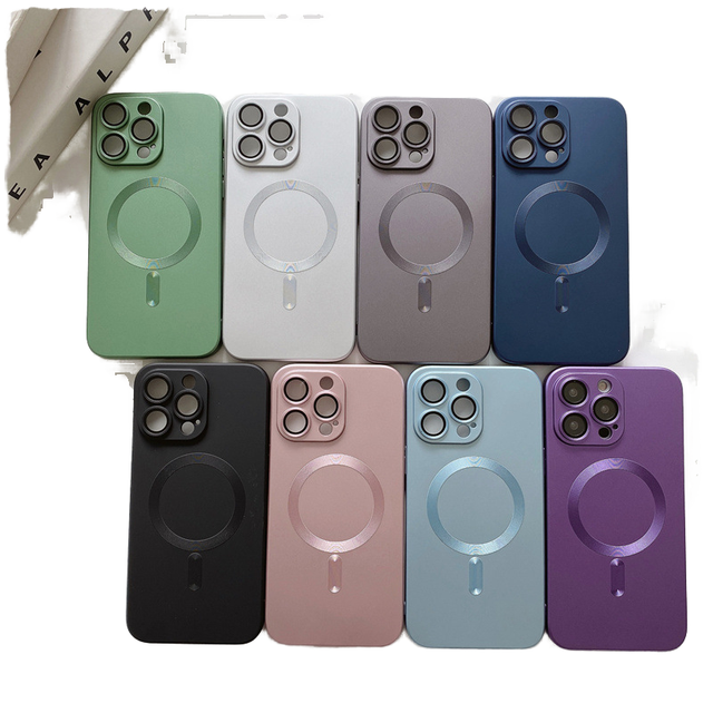 Luxury TPU Metallic Matte Bumper Lens Protection Magnetic Shockproof 5G Wireless Charging Phone Case for 8 Plus
