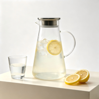 Service à café et thé conique en verre transparent NOBLE HAPPY moderne avec couvercle-filtre résistant à la chaleur pour boissons glacées aux fruits et limonade