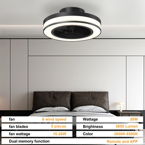 19.4" Low Profile <b>Ceiling</b> <b>Fan</b> with Light, Modern Flush Mount 3 Color Dimmable LED Light Fixture with <b>Remote</b> <b>Control</b> for bedroom - Product Image 3