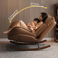 Fauteuil à bascule moderne et ergonomique, chaise à bascule avec base en bois et structure en métal, chaise longue pour la maison, le salon, la chambre à coucher