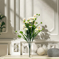 Karangan Bunga Daisy Evergreen Indoor Campuran Rumput Gandum Simulasi Dekorasi Pernikahan Natal Paskah untuk Meja