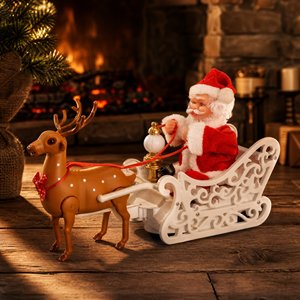 Figura de Reno y Trineo de Santa Claus Eléctrico Hecho a Mano, Juguete Animado con Batería, Musical, Clásico de <span class=keywords><strong>Navidad</strong></span>, de Plástico, para Interiores - Product Image 5