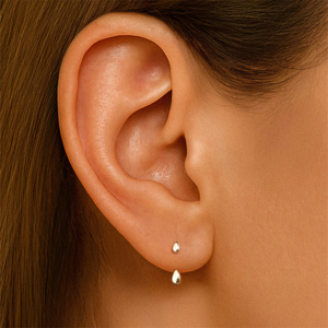 Pendientes de Plata S925 con Baño de Oro, Diseño de Lágrima Ajustable, Minimalistas y Elegantes para Uso Diario - Product Image 6