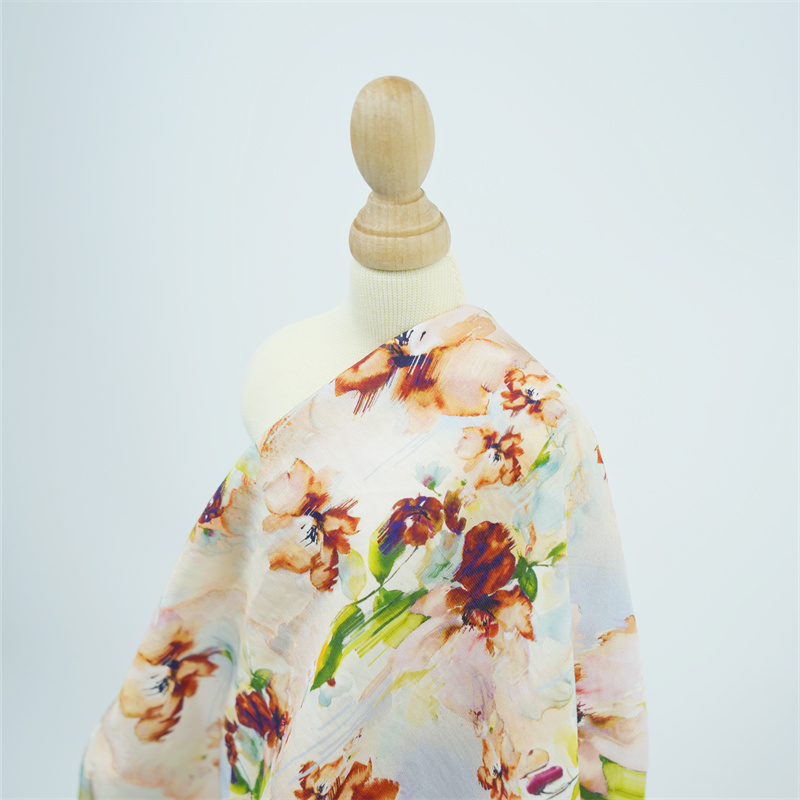 Custom Digital Printing 85% Rayon 15% Nylon Woven Fabric Breathable Quick-Dry Lightweight for Girls Clothing Shirting Accepts