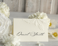 Cartes de menu personnalisées pour mariage, élégantes et luxueuses, en ivoire, avec motif floral en relief, pour table, tente, carte d'escorte, nom personnalisé