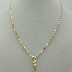 Elegante collar de oro con cuentas de dos tonos y colgante para mujer, diseño de cadena delicada, joyería para bodas y fiestas. - Product Image 1