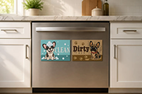 Panneau magnétique rectangulaire double face durable avec motif de chien de dessin animé pour signaler l'état propre ou sale des vaisselles, adapté aux lave-vaisselle, lave-linge et cuisine