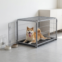 Cage pour animaux de compagnie carrée en fer anti-collision avec fermeture auto-agrippante, design pliable, plateau de nettoyage amovible, résistante à l'eau et durable pour