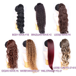 Échantillon gratuit livraison directe dessiner chaîne <span class=keywords><strong>queue</strong></span> <span class=keywords><strong>de</strong></span> poney corps vague cordon synthétique enfant faux cheveux Extension queues <span class=keywords><strong>de</strong></span> <span class=keywords><strong>cheval</strong></span> pour les femmes noires - Product Image 5