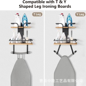 Wall Mounted Ironing Board Holder Wooden <b>Shelf</b> With Iron <b>Hook</b> Organizer Rack For Laundry Room Storage Punch Free Installation - Product Image 3