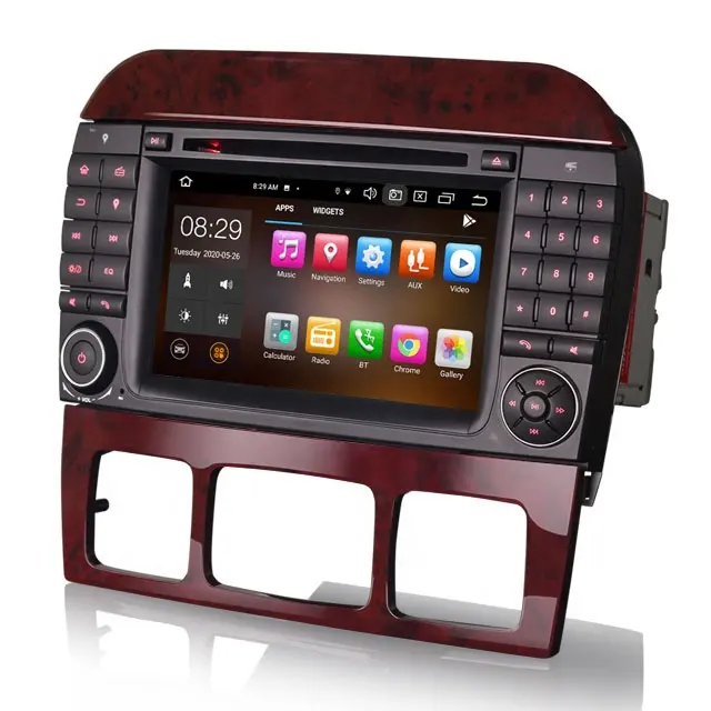Erisin ES8182S 7 Inch Octa Core Android 10.0 Mobil DVD untuk Benz S Class W220 iPhone Auto CarPlay GPS DSP DAB