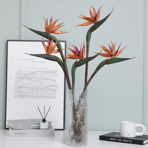 Fleur artificielle Ruilisi Oiseau de paradis, couleurs automnales, en PVC souple, pour décoration intérieure et accessoires de mariage - Product Image 3