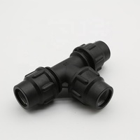 Conector rápido de conexión de PE de fusión a tope de enchufe HDPE estándar ISO ASTM-3 vías igual T riego por goteo de alta presión pulido
