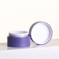 Pot en plastique violet mat à double paroi, rond, pour crème, gommage visage et corps, 5g, 15g, 30g, 50g, vente en gros, logo personnalisé