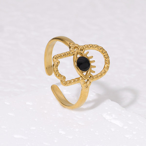 PVD 18k позолоченное кольцо из нержавеющей стали с эмалью - Product Image 3