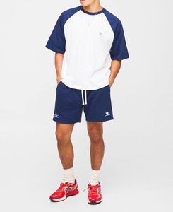 Navy Oversized Boxy Raglan Printed T-Shirt & Relaxed <b>Shorts</b> Set Casual <b>Tech</b> Tracksuit - Product Image 3